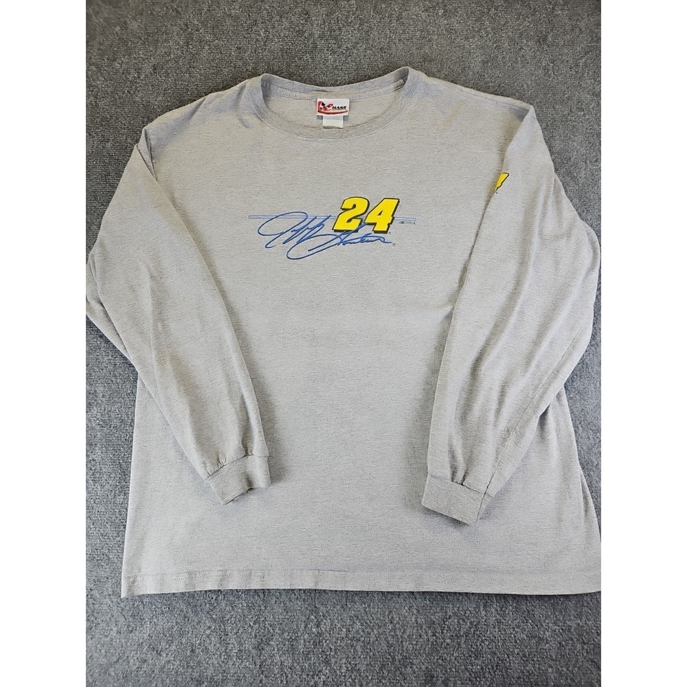 Vintage Jeff Gordon T-Shirt  Long Sleeve Men XL Gray Chase USA Made NASCAR 1453